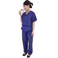 Woman in scrubs drinking (HD)