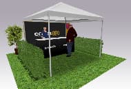 Printed gazebos for outdoor events.